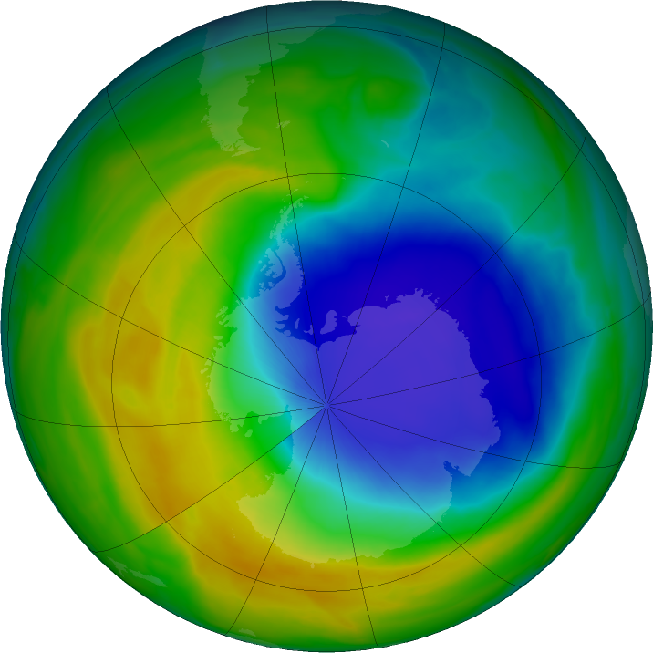 Antarctic ozone map for 15 November 2018